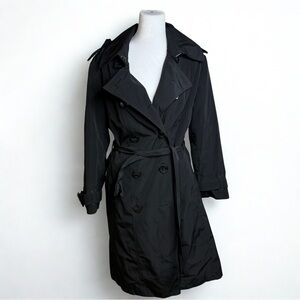 London Fog Black Double-Breasted Trench Coat with Belt